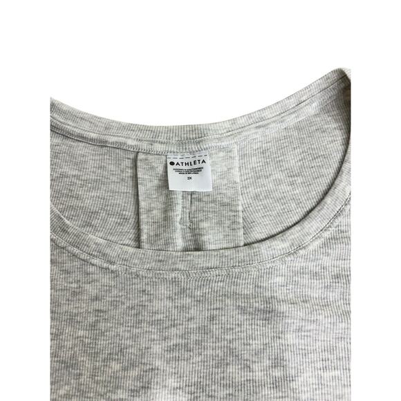 Athleta With Ease Rib Tee Light Gray Heather Top Sz 3X Soft Comfort Shirt Yoga - Picture 4 of 10